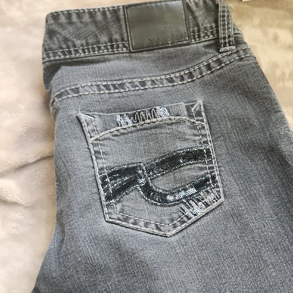 Black Sequin Backed Distressed Women Jeans - Picture 13 of 14